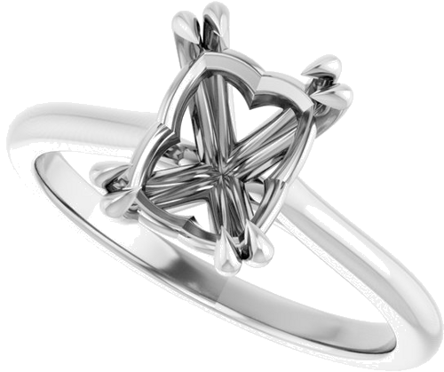 14K White 8x6 mm Emerald Solitaire Engagement Ring Mounting (5)