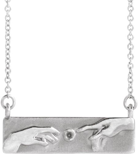 Sterling Silver 1.2 mm Round Accented Creation of Adam 18  Necklace (1)