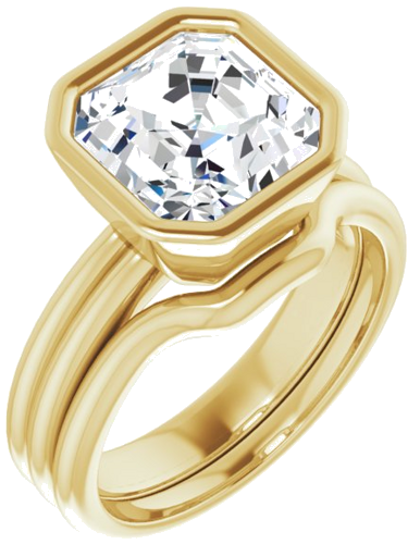 Sužadėtuvių Žiedas „Bezel-Set Solitaire“ 750 Geltonojo Aukso Asscher 9mm (6)