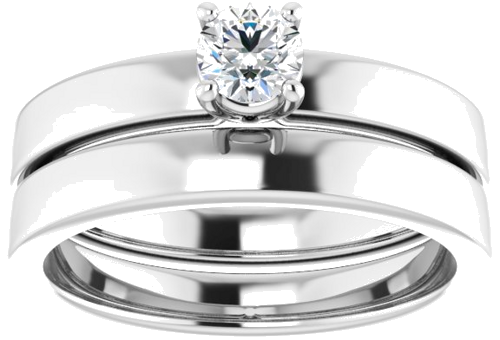 Sužadėtuvių Žiedas „Solitaire“ 585 Baltojo Aukso Round 4.1mm (8)