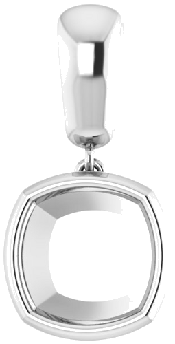 Pakabukas „Bezel-Set“ 585 Baltojo Aukso Cushion 9mm (1)