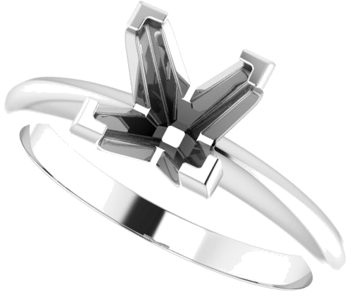 14K White 6.5 mm Square V-End 4-Prong Engagement Ring Mounting (5)