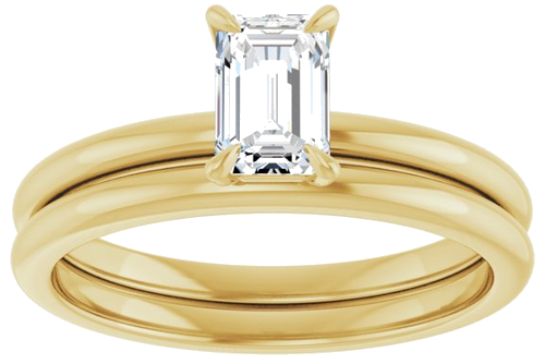 10K Yellow  6x4 mm Emerald Solitaire Engagement Ring Mounting (8)