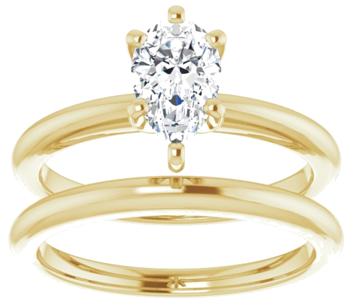 Sužadėtuvių Žiedas „Solitaire“ 585 Geltonojo Aukso Pear Shape 8mm x 5mm (8)