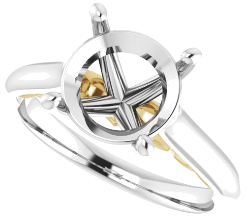 Sužadėtuvių Žiedas „Solitaire“ 585 Baltojo Ir Geltonojo Aukso Round 9.4mm (5)