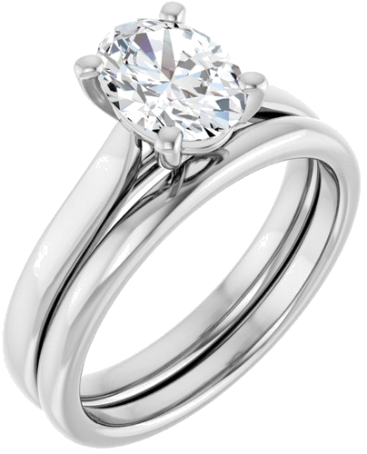 14K White 8x6 mm Oval Engagement Ring Mounting (6)