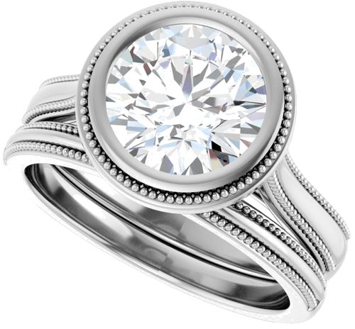 Sužadėtuvių Žiedas „Solitaire“ 585 Baltojo Aukso Round 8.2mm (8)