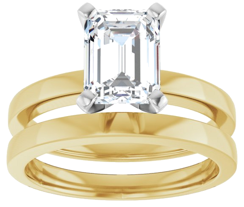 14K Yellow White 8x6 mm Emerald Solitaire Engagement Ring Mounting (8)