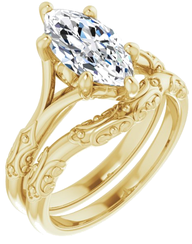14K Yellow 12x6 mm Marquise Solitaire Engagement Ring Mounting (6)