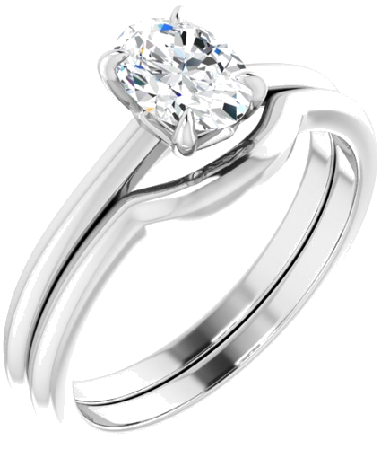 14K White 7x5 mm Oval Solitaire Engagement Ring Mounting (6)