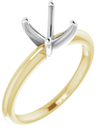 14K Yellow   White  5.5x5.5 mm Square Solitaire Engagement Ring Mounting (1)