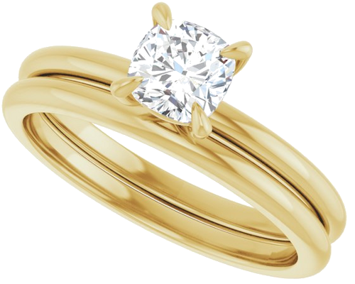 Sužadėtuvių Žiedas „Solitaire“ 585 Geltonojo Aukso Cushion 5mm (10)