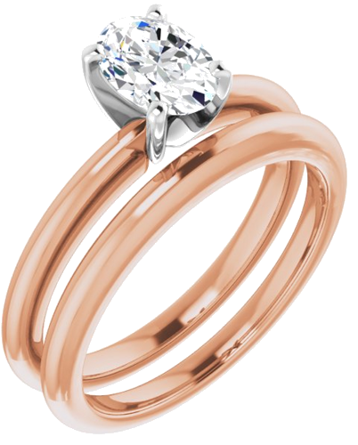 Sužadėtuvių Žiedas „Solitaire“ 585 Baltojo Ir Rožinis Aukso Oval 7mm x 5mm (6)