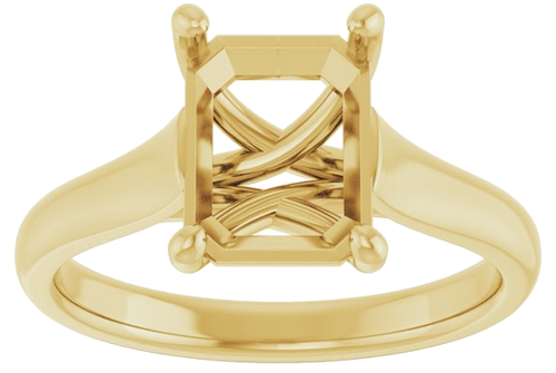 14K Yellow 9x7 mm Emerald Solitaire Engagement Ring Mounting (3)