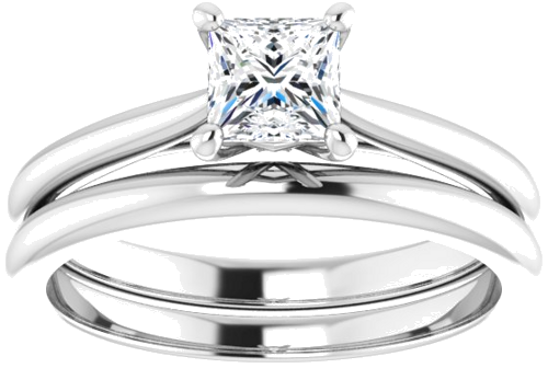 Sužadėtuvių Žiedas „Solitaire“ 585 Baltojo Aukso Square 4.5mm (8)