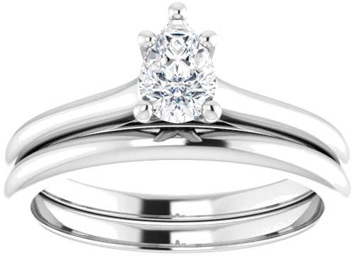 Sužadėtuvių Žiedas „Solitaire“ 417 Baltojo Aukso Pear Shape 6mm x 4mm (8)