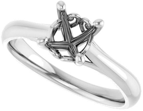 14K White  6.5 mm Round Solitaire Engagement Ring Mounting (5)