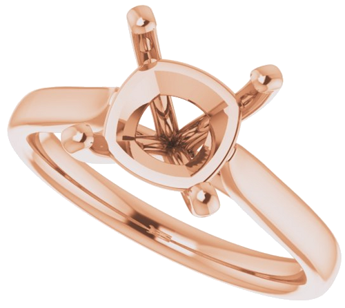 14K Rose 8 mm Cushion Engagement Ring Mounting (5)