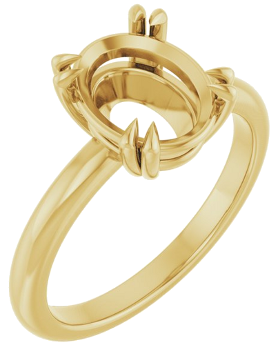 14K Yellow 10x8 mm Oval Solitaire Engagement Ring Mounting (1)