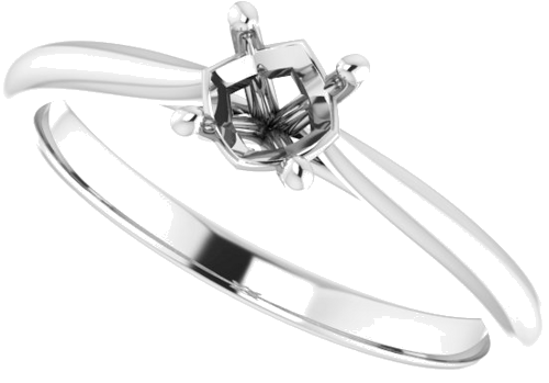 14K White 4.8 mm Round Solitaire Engagement Ring Mounting (5)