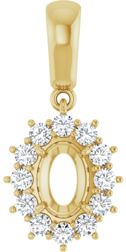 Pakabukas „Halo-Style“ 585 Geltonojo Aukso Oval 7mm x 5mm (1)