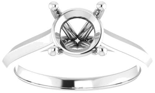 14K White 7.4 mm Round Solitaire Engagement Ring Mounting (3)