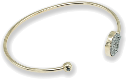 Gold bracelet with black diamond and quartz druzy ROCK&ROLL (4)