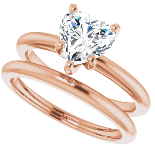 14K Rose  7x7 mm Heart Solitaire Engagement Ring Mounting (10)