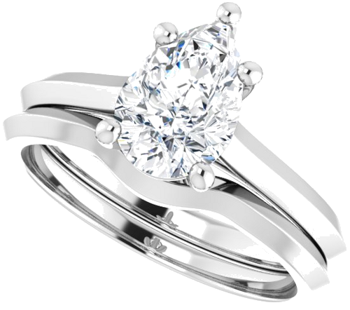 14K White 9x6 mm Pear Solitaire Engagement Ring Mounting (10)