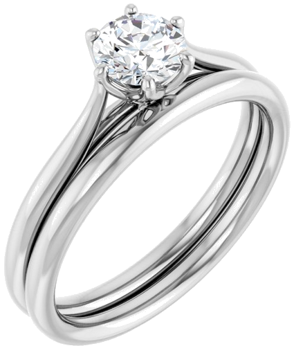 14K White 5.2 mm Round Engagement Ring Mounting (6)