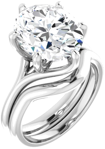 Sužadėtuvių Žiedas „Solitaire“ 585 Baltojo Aukso Oval 12mm x 10mm (6)