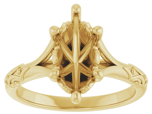 14K Yellow 12x6 mm Marquise Solitaire Engagement Ring Mounting (3)