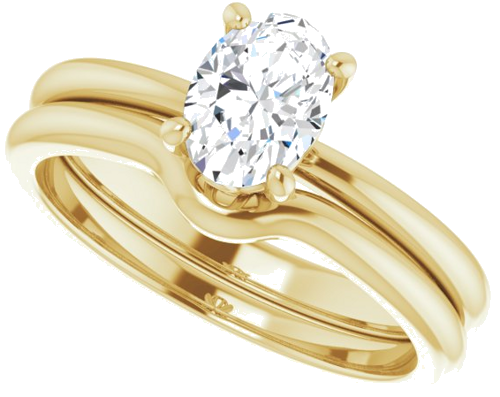 Sužadėtuvių Žiedas „Solitaire“ 585 Geltonojo Aukso Oval 7mm x 5mm (10)