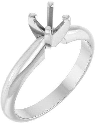 14K White 3.5x3.5 mm Square 4-Prong Light Solitaire Engagement Ring Mounting (1)