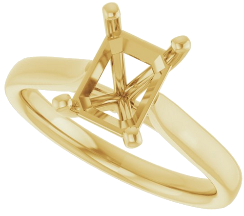 14K Yellow 8x6 mm Emerald Engagement Ring Mounting (5)