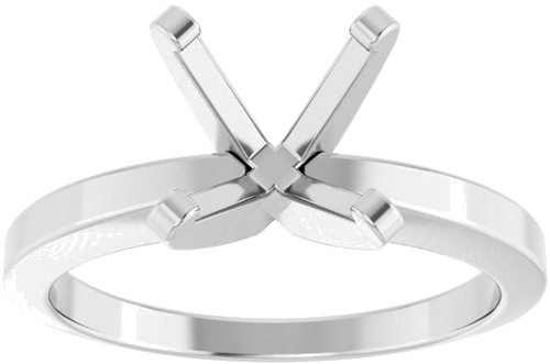 14K White 8 mm Round Solitaire Engagement Ring Mounting (3)