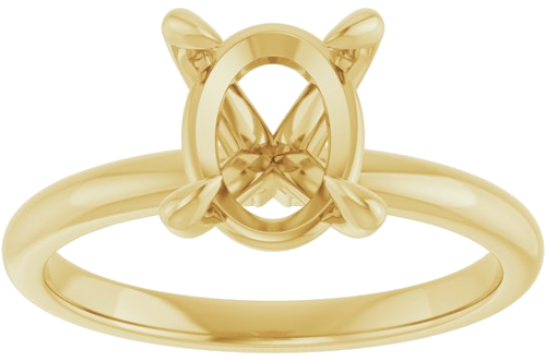 14K Yellow  9x7 mm Oval Solitaire Engagement Ring Mounting (3)