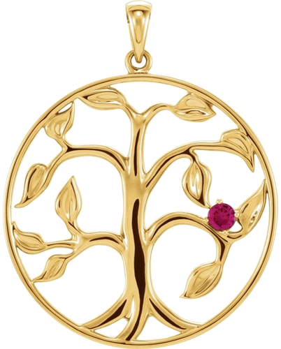 14K Yellow 1-Stone Family Tree Pendant Mounting (3)