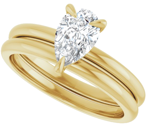 Sužadėtuvių Žiedas „Solitaire“ 585 Geltonojo Aukso Pear Shape 8mm x 5mm (10)