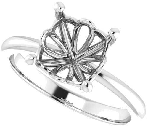 Sužadėtuvių Žiedas „Solitaire“ 585 Baltojo Aukso Cushion 8mm (5)