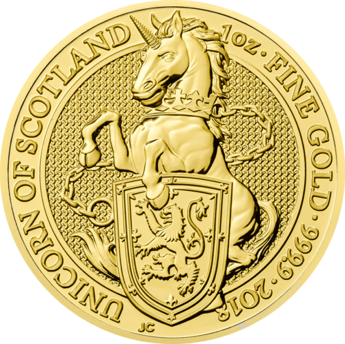 1 oz Единорог Шотландии Звери Королевы 2018 золотая монета (1)