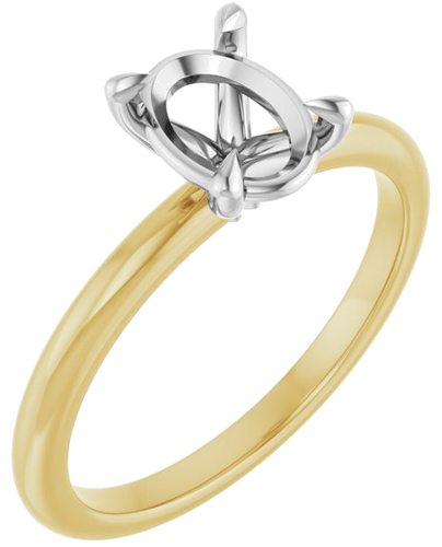 14K Yellow White 8x6 mm Oval Solitaire Engagement Ring Mounting (1)