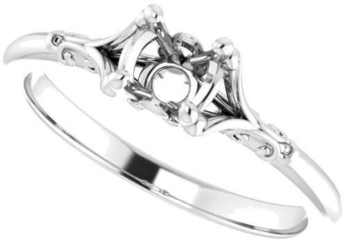 18K White 4.8 mm Round Solitaire Engagement Ring Mounting (5)