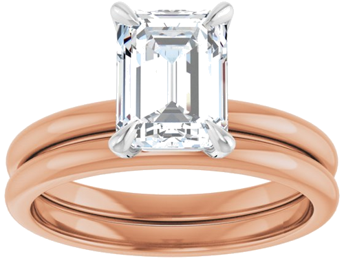 Sužadėtuvių Žiedas „Solitaire“ 585 Baltojo Ir Rožinis Aukso Emerald 8mm x 6mm (8)