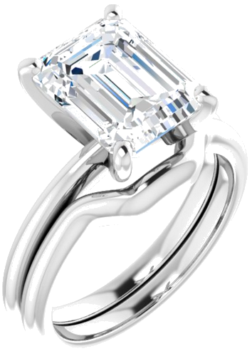 14K White  10x8 mm Emerald Solitaire Engagement Ring Mounting (6)