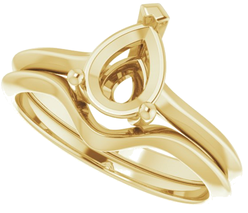 Sužadėtuvių Žiedas „Solitaire“ 585 Geltonojo Aukso Pear Shape 8mm x 6mm (10)