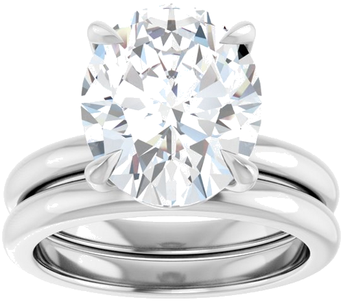 Sužadėtuvių Žiedas 585 Baltojo Aukso Oval 12mm x 10mm (4)