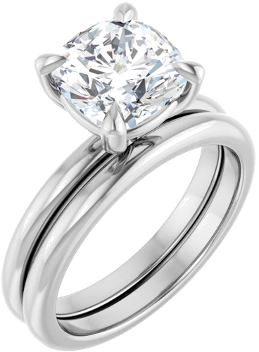 14K White 8x8 mm Cushion Solitaire Engagement Ring Mounting (6)