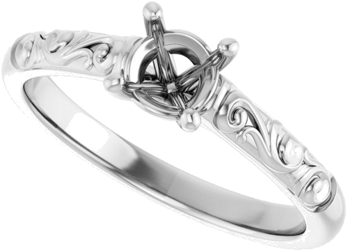 Sužadėtuvių Žiedas „Solitaire“ 585 Baltojo Aukso Round 5.2mm (5)