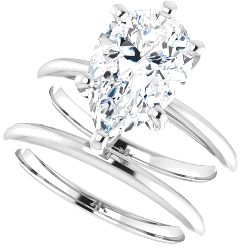 14K White  12x8 mm Pear Solitaire Engagement Ring Mounting (10)